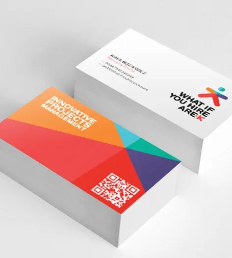 Business card design with a colourful geometric back