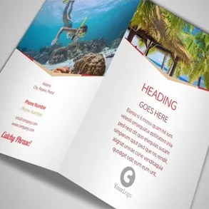 Open folded brochure design with an underwater photograph