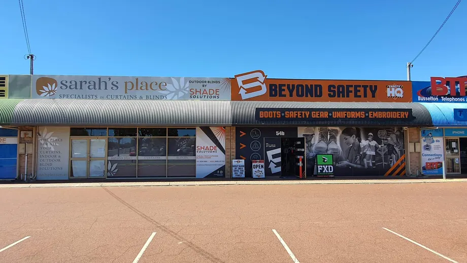 Sarah's Place and Beyond Safety shopfront fascia signs