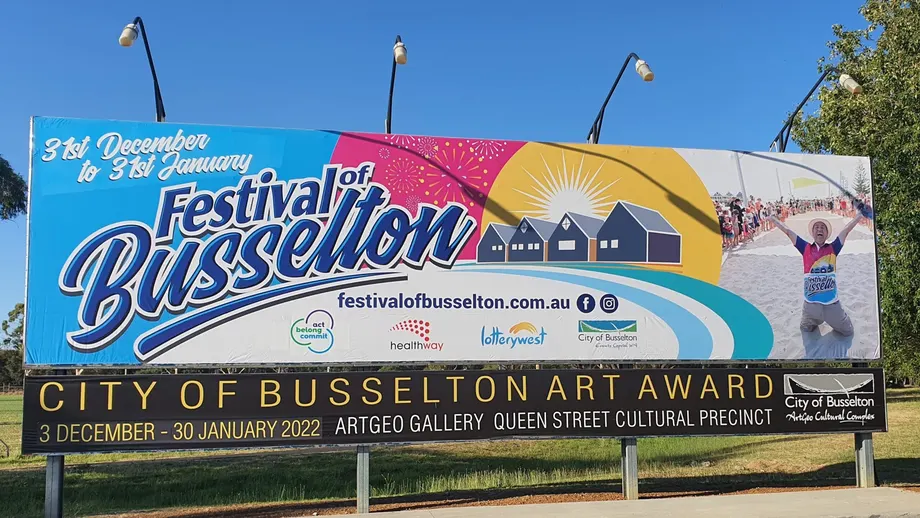 Festival of Busselton City of Busselton Art Award roadside banner