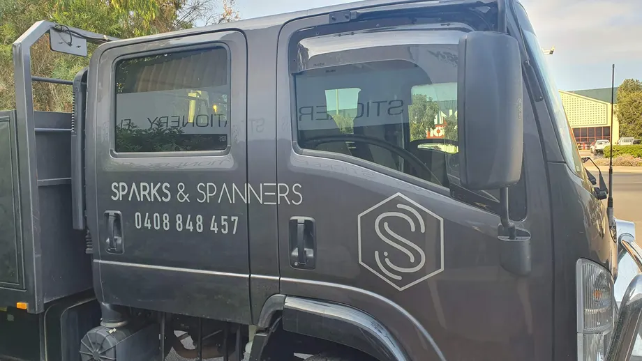Sparks and Spanners truck door graphics
