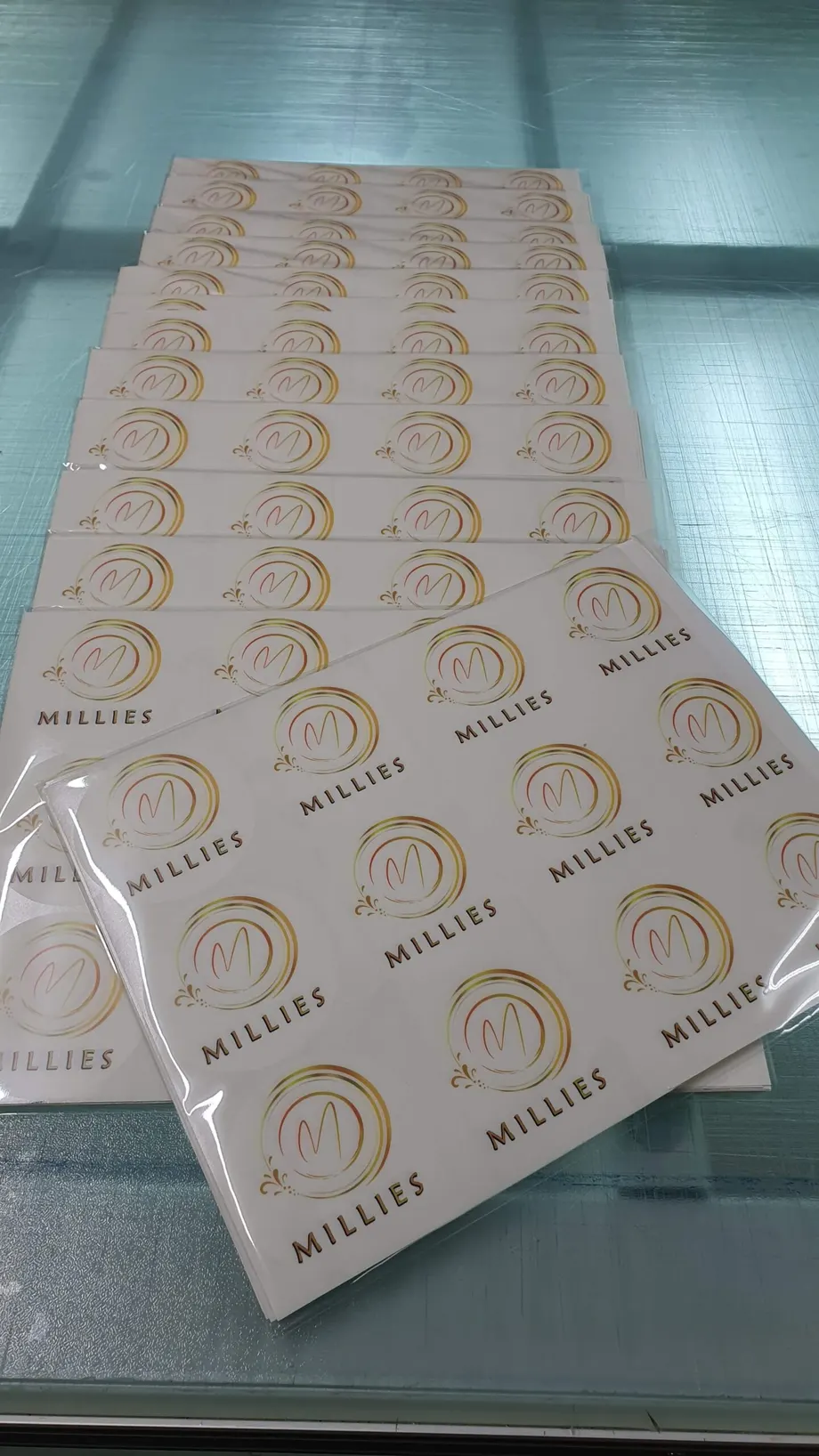 Sheet of round printed labels