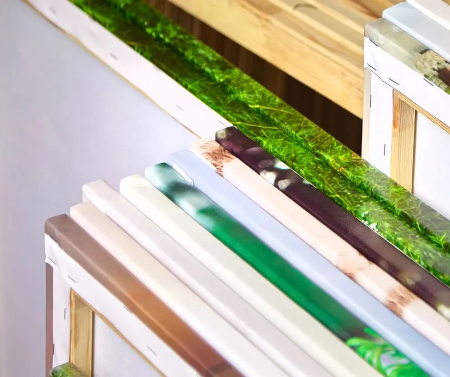 Stack of stretched canvas prints