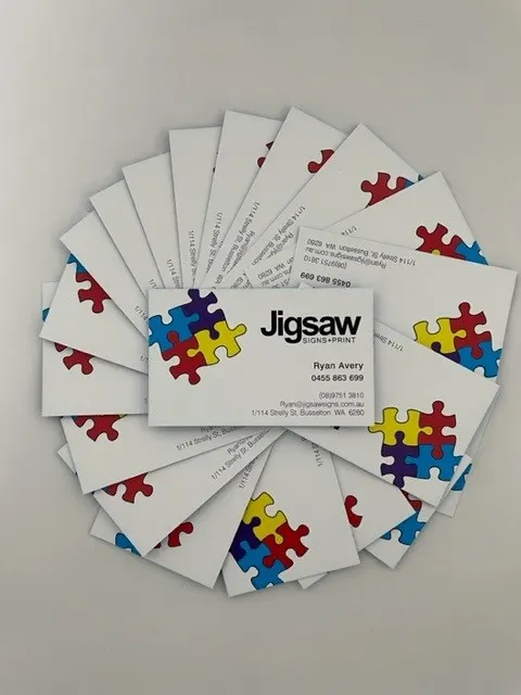 Fan of Jigsaw Signs + Print business cards