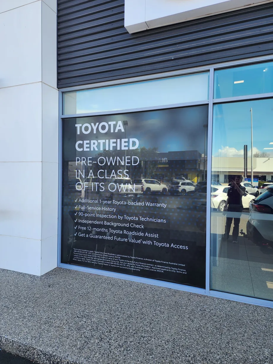 Toyota Certified Pre-Owned one way vision window graphics